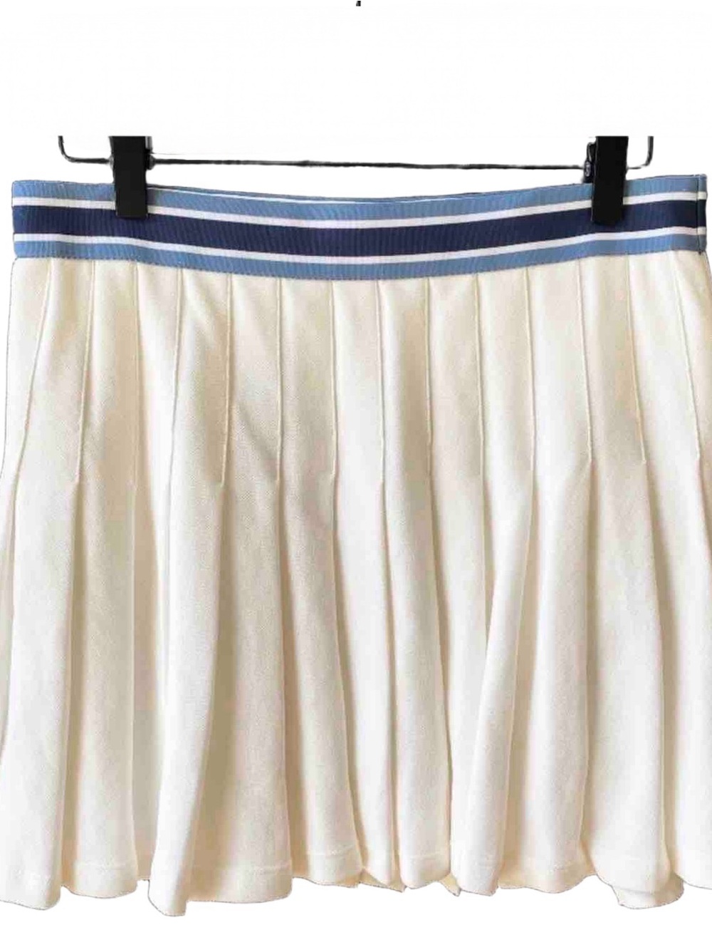 Anthro upside chic White Skirt with Blue Striped Waistband